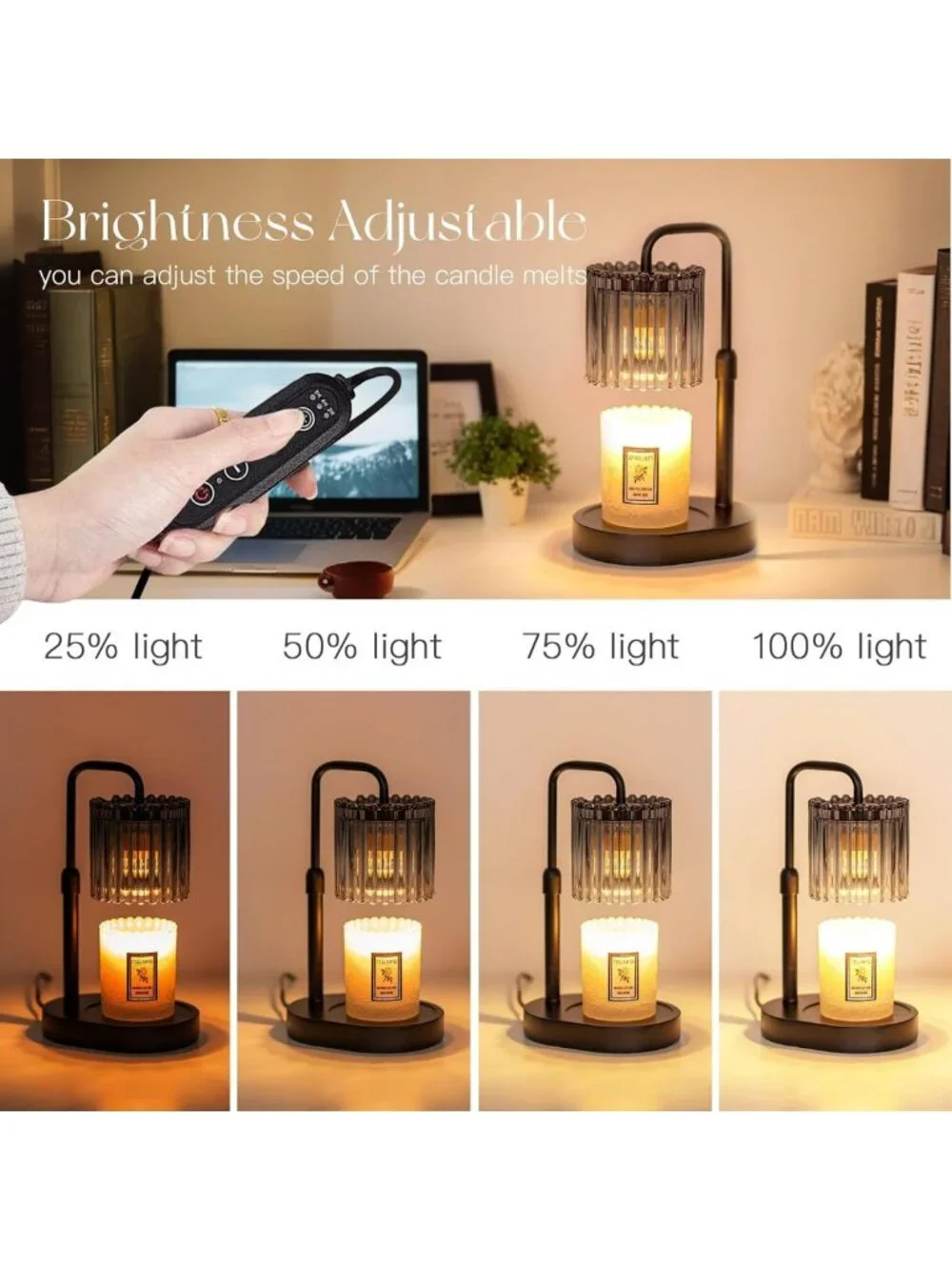 Adjustable Candle Warmer Lamp with Timer - Dimmable Wax Melt Heater for Home